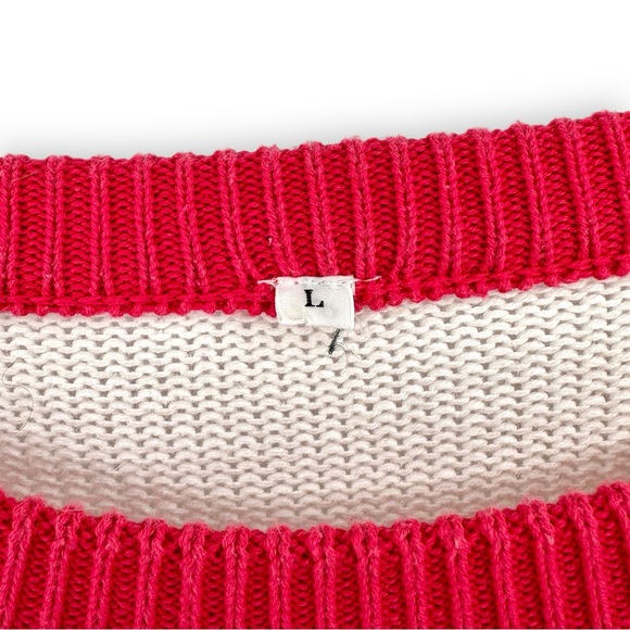 Vintage 1980s White Red Green New York  Colorblocked Mini Midi Sweater Dress - Picture 5 of 7